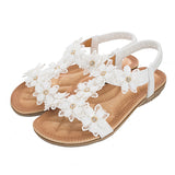 TIMETANGCasual fashion plus size women sandals summer2020 t-type flowers women vacation beach sandals comfortable soft flat shoe