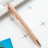 1 Pieces Lytwtw's Roller Ballpoint Pen Rhinestone Luxury Cute Wedding Rose Gold Metal Stationery School Office Supply Spinning