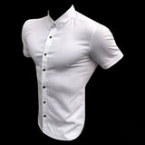 Summer Fashion Slim Fit Button Short Sleeve Shirts Men Casual Sportswear Dress Shirt Male Hipster Shirts Tops Fitness Clothing