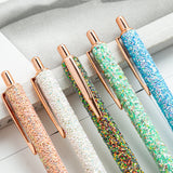 1 Pieces Lytwtw's Roller Ballpoint Pen Rhinestone Luxury Cute Wedding Rose Gold Metal Stationery School Office Supply Spinning