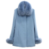 MAOMAOKONG Brand Store Autumn and Winter Ladies Coat Wool Coat Natural Real Fox Fur Collar Outdoor Jacket Top