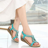 MVVJKENew summer soft Simple women shoes slope with bohemian diamond sandals women students leisure wild sandals zapatos mujer