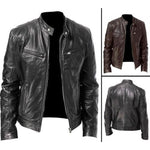 2023 Mens Fashion Leather Jacket Slim Fit Stand Collar PU Jacket Male Anti-wind Motorcycle Lapel Diagonal Zipper Jackets Men