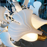 New gold chandelier white ceramic leaf lamp indoor home living room decorative lamp French luxury staircase ceiling lamp