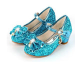 Princess Butterfly Leather Shoes Kids Diamond Bowknot High Heel Children Girl Dance Glitter Shoes Fashion Girls Party Dance Shoe