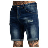 Men's Casual Zipper Fly Hole Jeans Tight Shorts Trousers Pocket Wash Pant Ripped Pant Frayed Denim For Man Short Pants Jeans