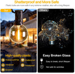 12M 30 LEDS  G40 Solar String Lights Outdoor Patio Lights Solar &amp; USB Powered Waterproof Globe Hanging Lights with Shatterproof