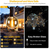 12M 30 LEDS  G40 Solar String Lights Outdoor Patio Lights Solar &amp; USB Powered Waterproof Globe Hanging Lights with Shatterproof