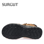 SURGUT Hot Sale New Fashion Summer Leisure Beach Men Shoes High Quality Leather Sandals The Big Yards Men&#39;s Sandals Size 38-48