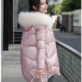 New Winter Jacket Parkas Women Glossy Down Cotton Jacket Hooded Parka Warm Female Cotton Padded Jacket Casual Outwear P985