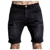 Men's Casual Zipper Fly Hole Jeans Tight Shorts Trousers Pocket Wash Pant Ripped Pant Frayed Denim For Man Short Pants Jeans