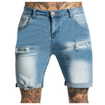 Men's Casual Zipper Fly Hole Jeans Tight Shorts Trousers Pocket Wash Pant Ripped Pant Frayed Denim For Man Short Pants Jeans