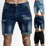 Men's Casual Zipper Fly Hole Jeans Tight Shorts Trousers Pocket Wash Pant Ripped Pant Frayed Denim For Man Short Pants Jeans