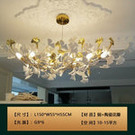 New gold chandelier white ceramic leaf lamp indoor home living room decorative lamp French luxury staircase ceiling lamp