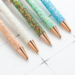 1 Pieces Lytwtw's Roller Ballpoint Pen Rhinestone Luxury Cute Wedding Rose Gold Metal Stationery School Office Supply Spinning