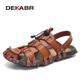 DEKABR Summer Men&#39;s Sandals Beach Shoes Summer Leisure Beach Roman Men Outdoor Sandals High Quality Soft Bottom Sandals Slippers