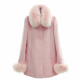 MAOMAOKONG Brand Store Autumn and Winter Ladies Coat Wool Coat Natural Real Fox Fur Collar Outdoor Jacket Top