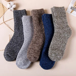 Winter Men's Merino Wool Socks Super Thick Warm High Quality Harajuku Retro Snow Casual Antifreeze Socks 5 Pair