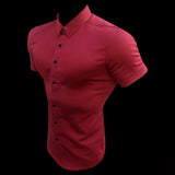 Summer Fashion Slim Fit Button Short Sleeve Shirts Men Casual Sportswear Dress Shirt Male Hipster Shirts Tops Fitness Clothing