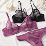 Mesh Transparent Seamless Bra Set Women Underwear Set Fashion Ladies Bralette  Secret Sexy Lingerie 2Pcs Bra+Panties Sets