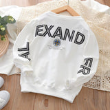 Spring Kids Boys White Sweatshirts Cotton Long Sleeve Letter Print Pullover Tops for Teenagers Fashion Children Tracksuits 8 Yrs