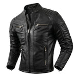 2023 New Motorcycle Causal Vintage Leather Coat Men Autumn Outfit Fashion Biker Pocket Design Top Layer Cow Leather Jacket