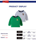 TUONXYE Boy T-shirts Spring Cartoon Dinosaur Cotton Casual Stripes Crew Neck for Long Sleeve Top Baby Children Clothes 2-9years