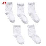 5 Pairs Kids Pure White Sock Baby Boy Girl Solid Breathable Cotton Sport Unisex Kids Child Socks Cotton Uniform Socks