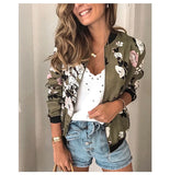 Jocoo Jolee Women Elegant Zipper Bomber Jacket Spring Autumn Floral Printed Jackets Office Wear Slim Office Coat Retro Outwear