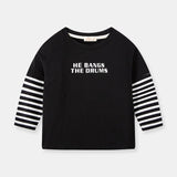 TUONXYE Boy T-shirts Spring Cartoon Dinosaur Cotton Casual Stripes Crew Neck for Long Sleeve Top Baby Children Clothes 2-9years