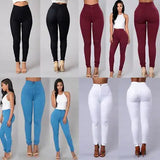 Fashion Multi Women Basic Plus Size S-3XL Pencil Stretch Casual Look Denim Skinny Jeans Pants High Waist Trousers