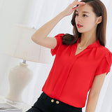 2023 Women Shirt Chiffon Blusas Femininas Tops Short Sleeve Elegant Ladies Formal Office Blouse  Chiffon Shirt clothing