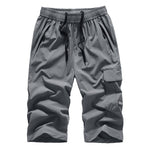 plus size 7XL 8XL Men`s Knee lenght Cargo Shorts Casual Elastic Waist fitness Bermudas Male Breathable Beach Surfings Shorts men