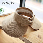 LaMaxPa New Women Summer Visors Hat Foldable Sun Hat Wide Large Brim Beach Hats Straw Hat chapeau femme Beach UV Protection Cap