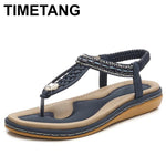 TIMETANG Women Shoes Comfort Sandals Summer Flip Flops High Quality Flat Sandals Gladiator Sandalias Mujer Black Size 36-42 E151