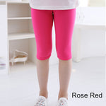 3-10years Girls Knee Length Kid Fifth Pants Candy Color Children Cropped Clothing Spring-Summer All-matches Bottoms Leggings