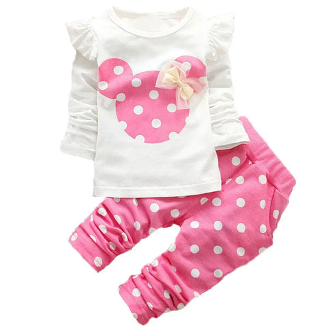 Baby Girls Clothing Set Fashion Bow Dot T shirt+ Pant Suit Kids Cotton Tracksuit Children Spring Long Sleeve Clothes