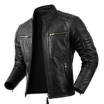 2023 New Motorcycle Causal Vintage Leather Coat Men Autumn Outfit Fashion Biker Pocket Design Top Layer Cow Leather Jacket