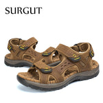 SURGUT Hot Sale New Fashion Summer Leisure Beach Men Shoes High Quality Leather Sandals The Big Yards Men&#39;s Sandals Size 38-48