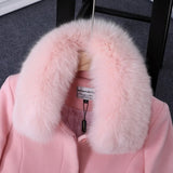 MAOMAOKONG Brand Store Autumn and Winter Ladies Coat Wool Coat Natural Real Fox Fur Collar Outdoor Jacket Top