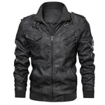 New Autumn Winter Men&#39;s Leather Motorcycle Jacket PU Leather Hooded Jacket Warm Baseball Jacket Euro Size Coat