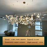 New gold chandelier white ceramic leaf lamp indoor home living room decorative lamp French luxury staircase ceiling lamp