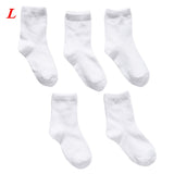 5 Pairs Kids Pure White Sock Baby Boy Girl Solid Breathable Cotton Sport Unisex Kids Child Socks Cotton Uniform Socks