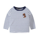 TUONXYE Boy T-shirts Spring Cartoon Dinosaur Cotton Casual Stripes Crew Neck for Long Sleeve Top Baby Children Clothes 2-9years