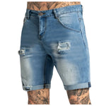 Men's Casual Zipper Fly Hole Jeans Tight Shorts Trousers Pocket Wash Pant Ripped Pant Frayed Denim For Man Short Pants Jeans