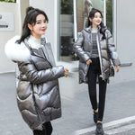 New Winter Jacket Parkas Women Glossy Down Cotton Jacket Hooded Parka Warm Female Cotton Padded Jacket Casual Outwear P985