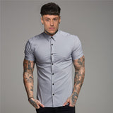 Summer Fashion Slim Fit Button Short Sleeve Shirts Men Casual Sportswear Dress Shirt Male Hipster Shirts Tops Fitness Clothing