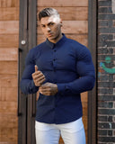 Autumn Fashion Long Sleeve Shirt Men Super Slim Fit Male Casual Social Business Dress Shirt Brand Men Fitness Sports Clothing