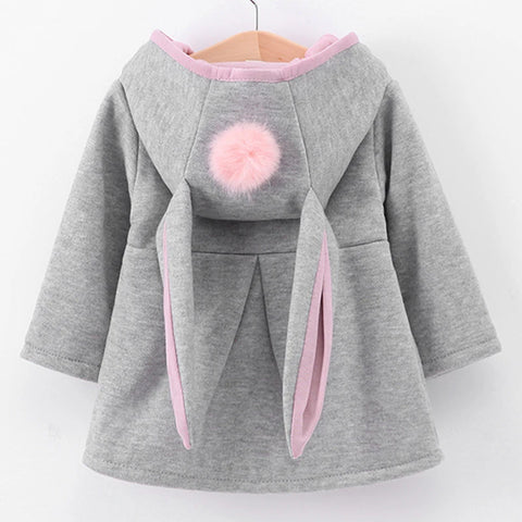 Spring Baby Girls Jackets Cute Rabbit Ear Cotton Autumn Kids Outerwear Children Hooded Coats 1 2 3 4 5 Year Toddler Girl Coat