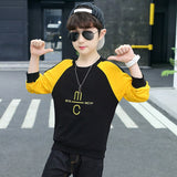 Korean Style Boys Clothes O-neck Letter Long Sleeve Kids Clothes Hoodie 2023 Spring Autumn Trend 5-13 Year Old Clothes for Teens